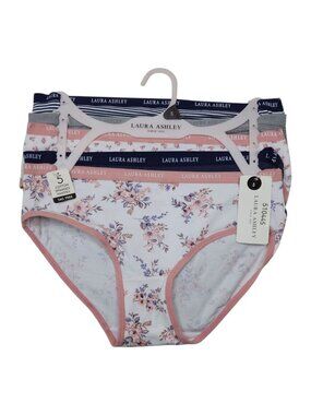 Laura Ashley Womens Cotton Spandex Panties Tag Free Small Floral Solid Striped